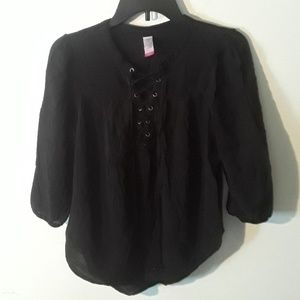 FINAL PRICE! No Boundaries black lace up blouse